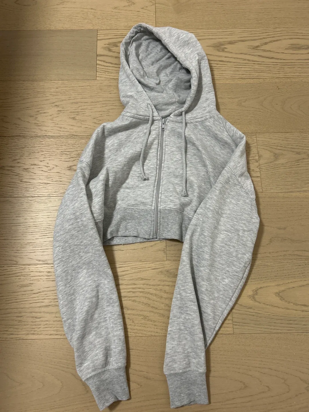 Cropped Grey Zip-Up Hoodie - Size M image indicator(2)