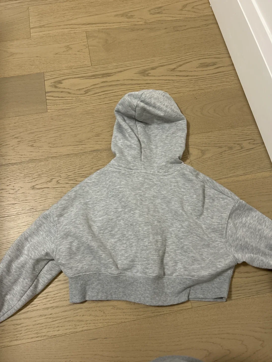 Cropped Grey Zip-Up Hoodie - Size M image indicator(3)