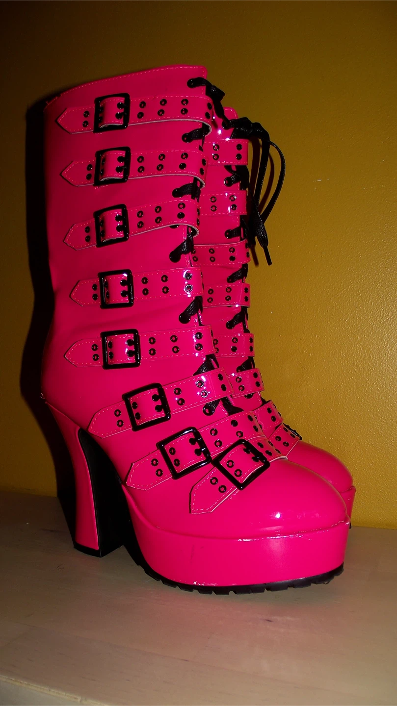 Pink Platform Buckle Boots - photo 2