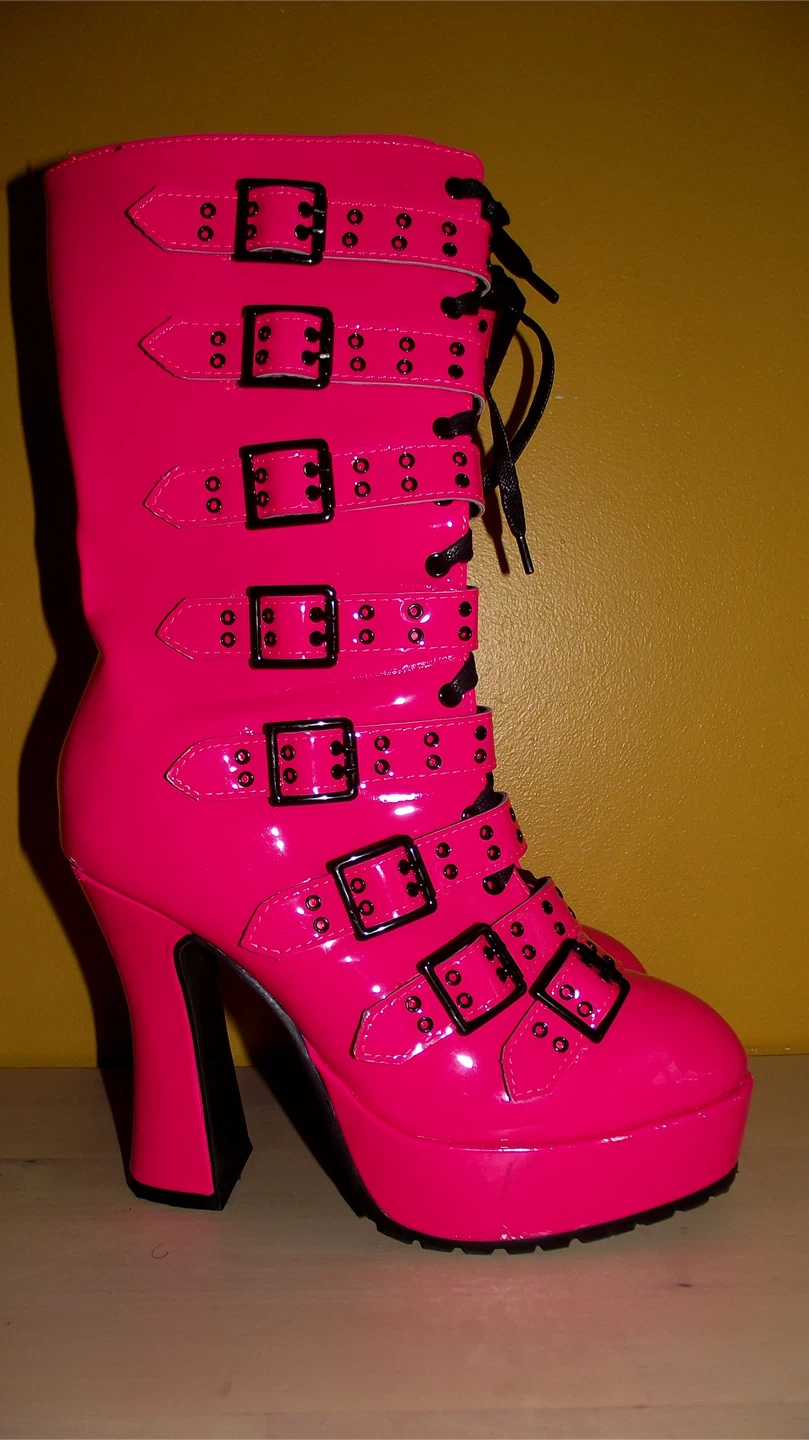 Pink Platform Buckle Boots - photo 3