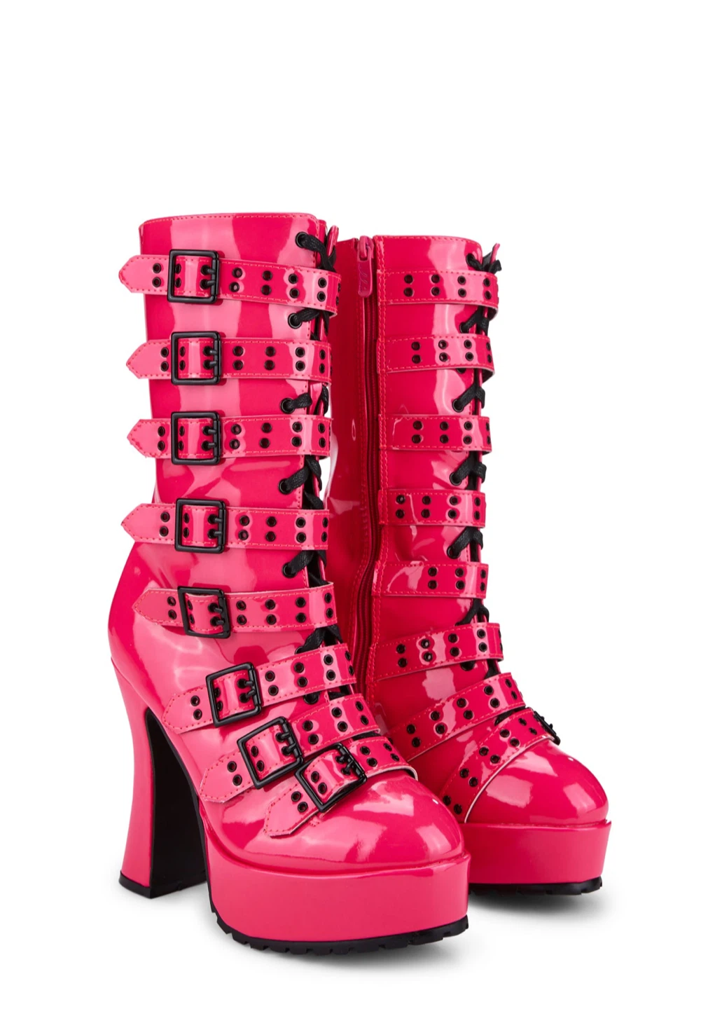 Pink Platform Buckle Boots - photo 4