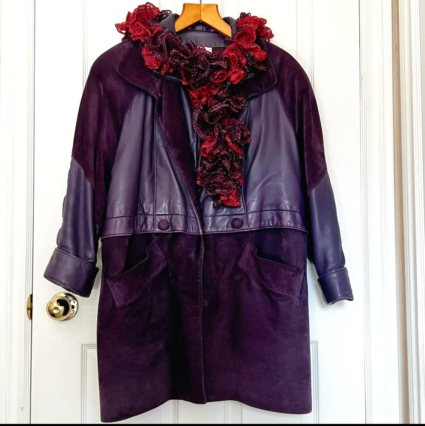 Purple Leather & Suede Jacket - Size S/M