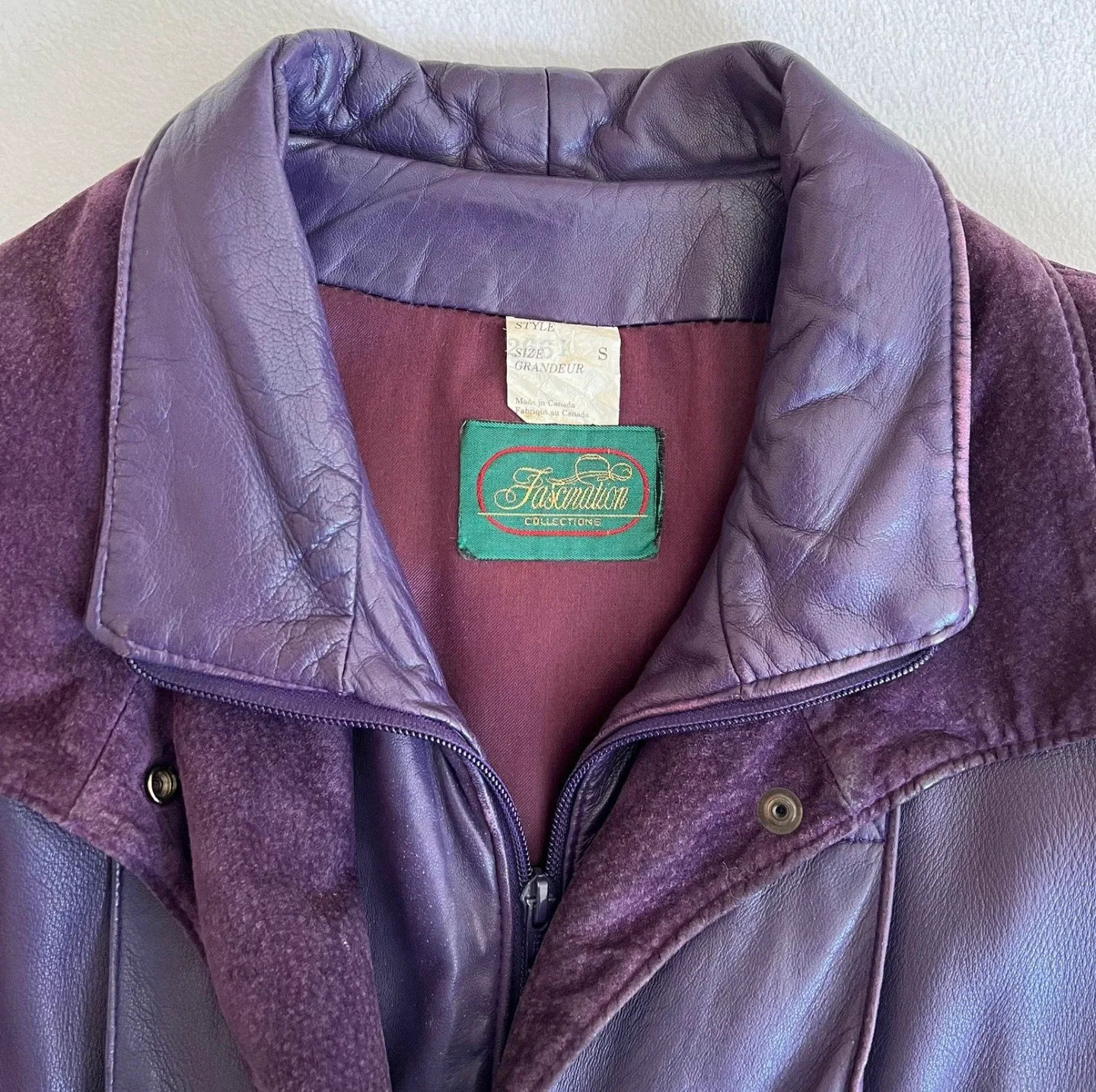 Purple Leather & Suede Jacket - Size S/M image indicator(5)