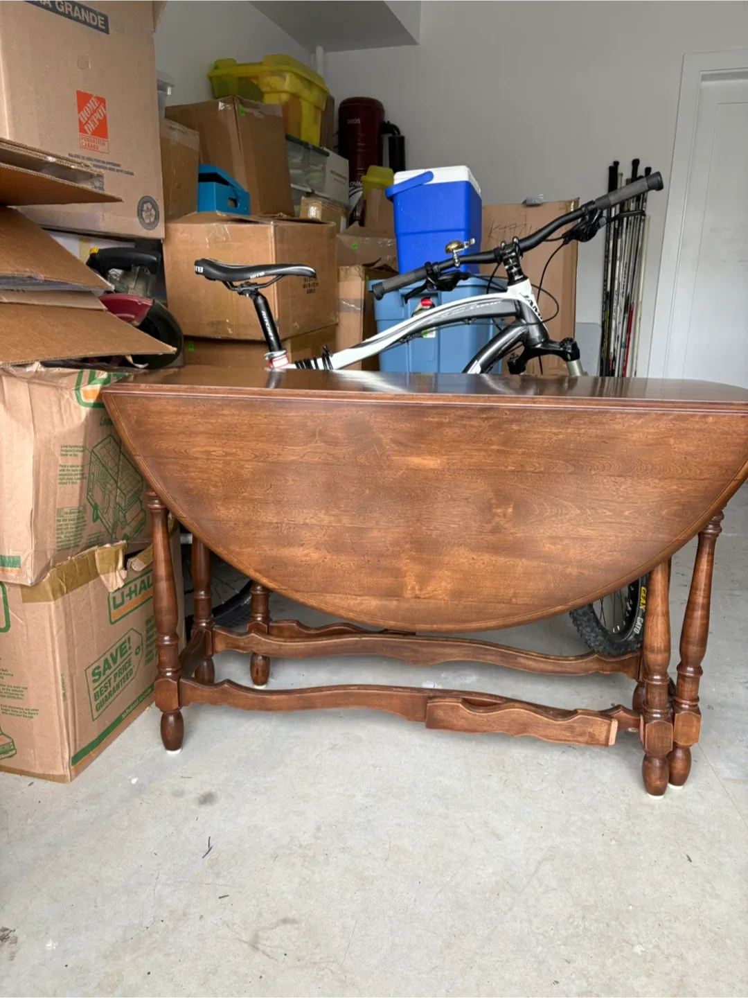 Drop Leaf Round Wooden Table