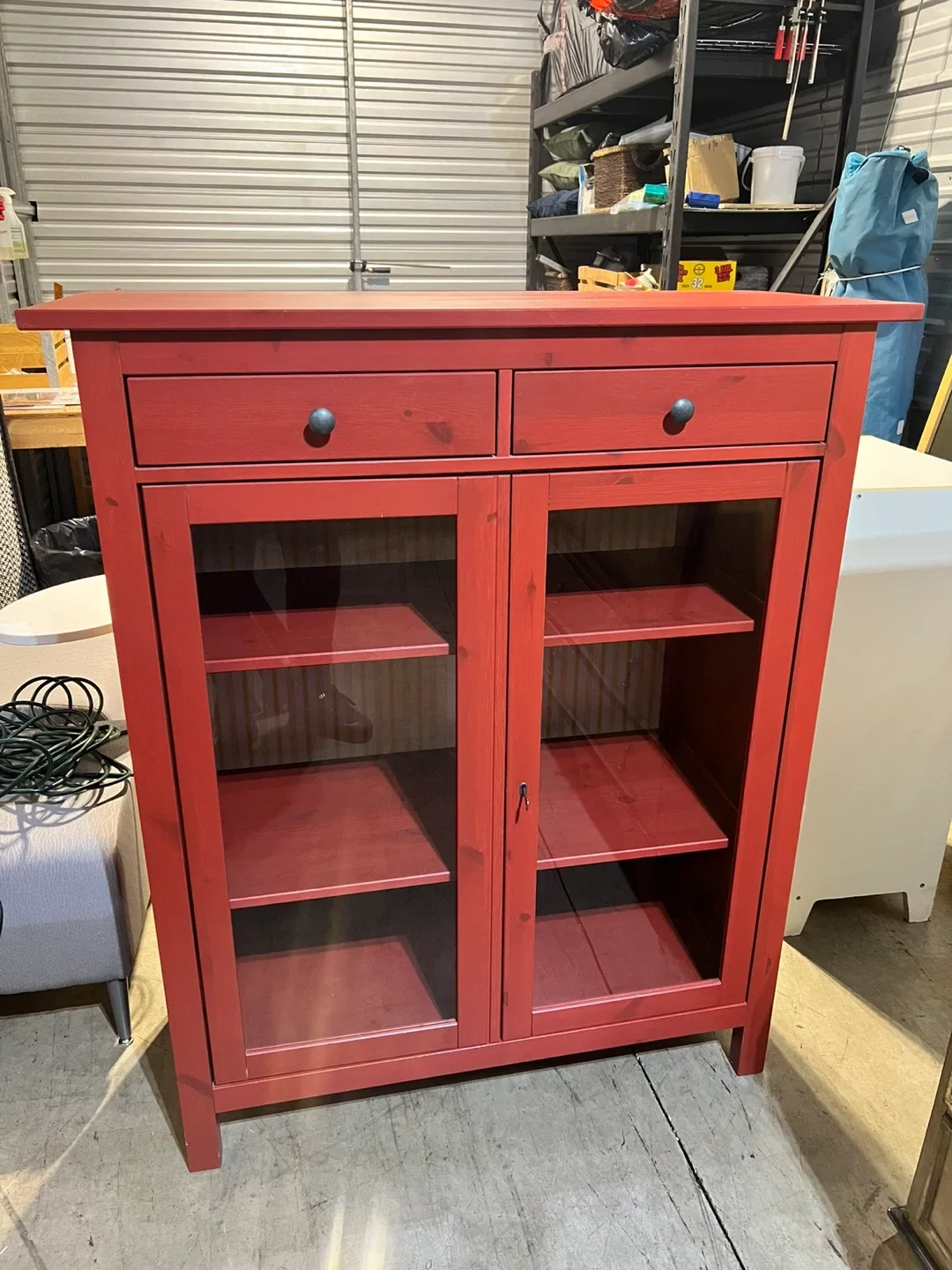 Red Hemnes Glass Door Cabinet