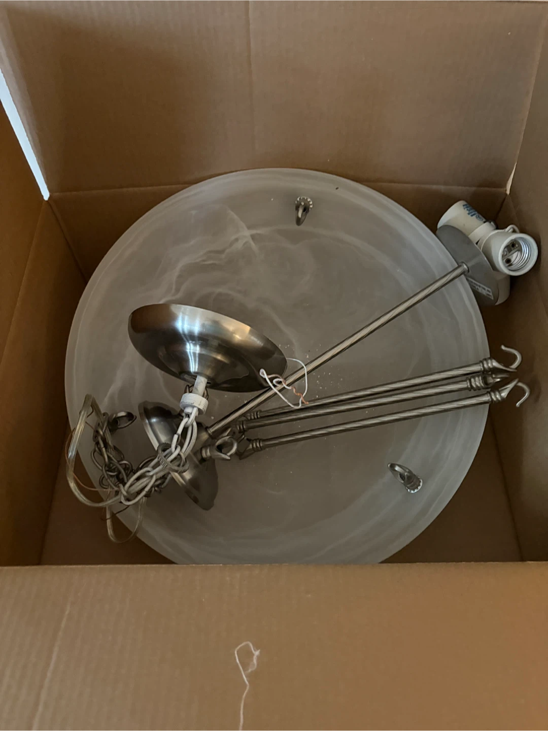 Ceiling Light Fixture - Round White Glass - photo 2