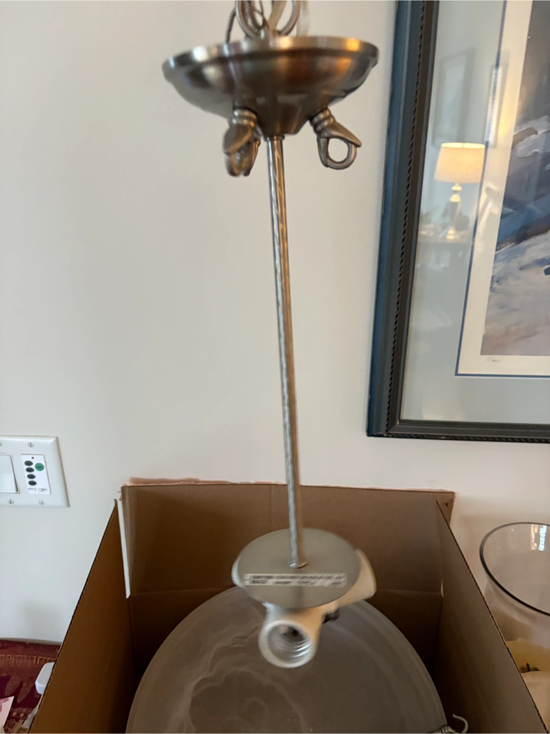 Ceiling Light Fixture - Round White Glass - photo 3