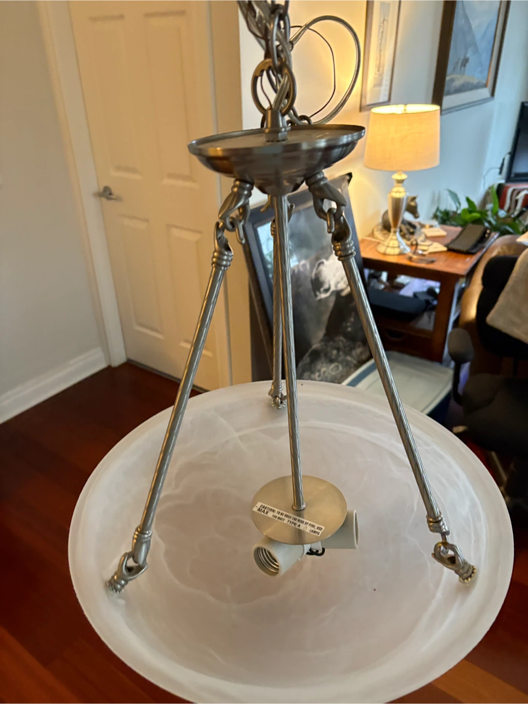 Ceiling Light Fixture - Round White Glass
