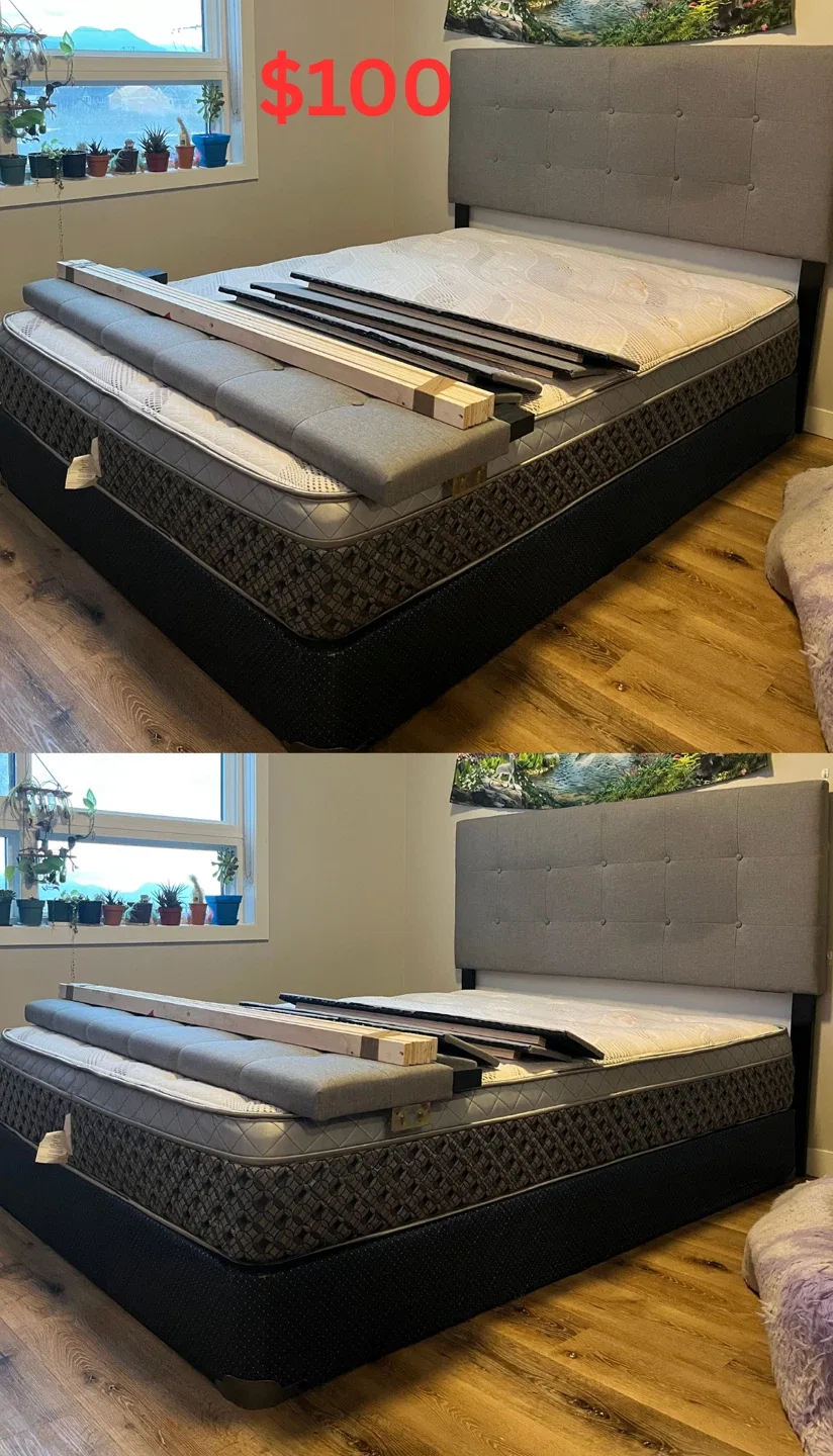 Queen Bed Set with Frame and Mattress