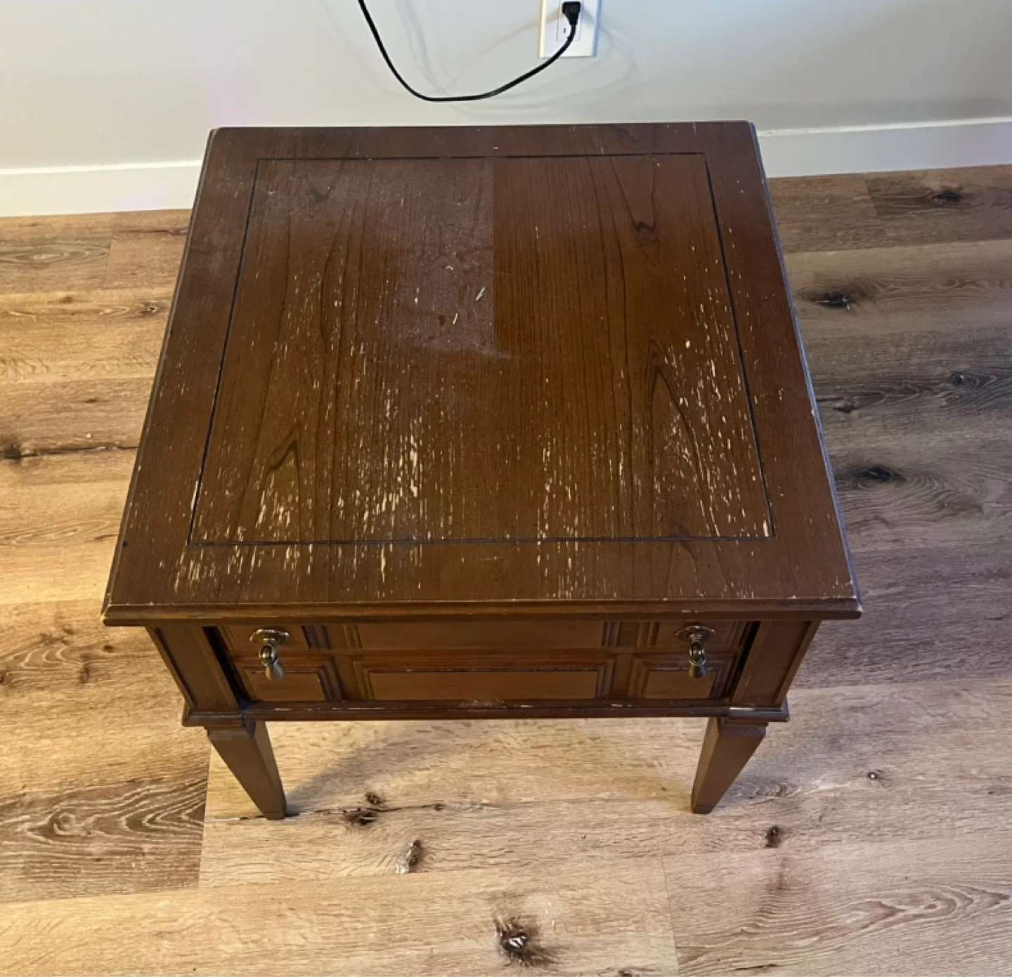 Vintage Wood Side Table with Drawer image indicator(2)