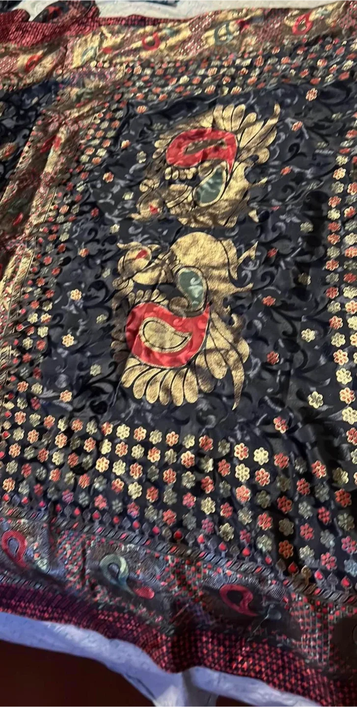 Black & Gold Patterned Sari