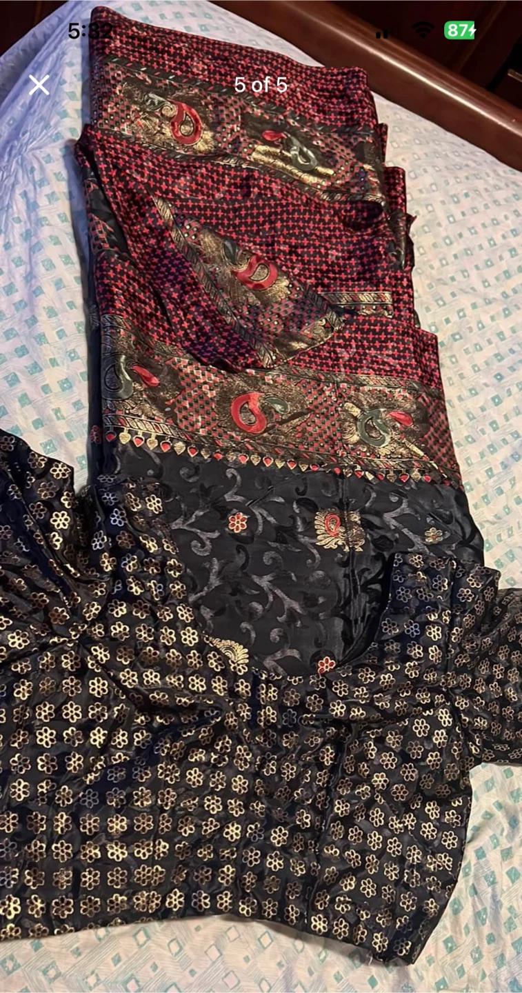 Black & Gold Patterned Sari - photo 4
