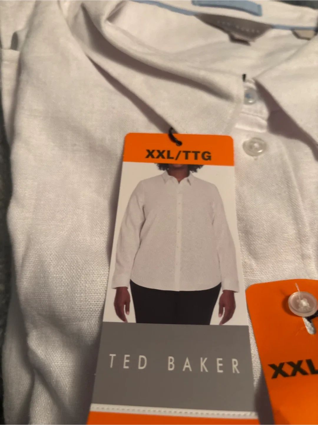 Ladies New Ted Baker White Linen Shirt XXL image indicator(2)