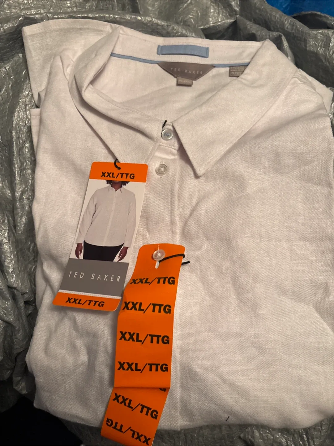 Ladies New Ted Baker White Linen Shirt XXL