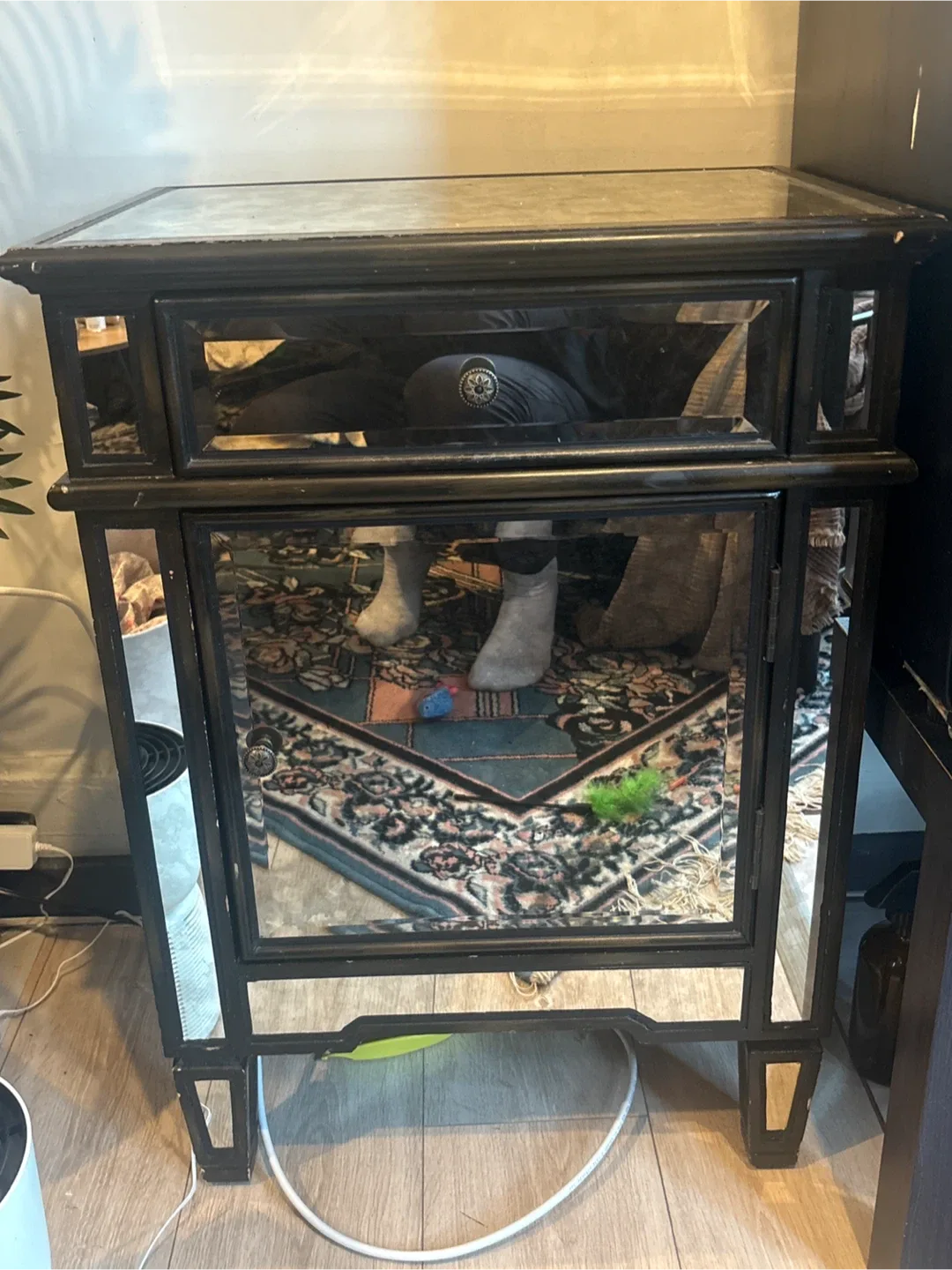 Black Mirrored Accent Table