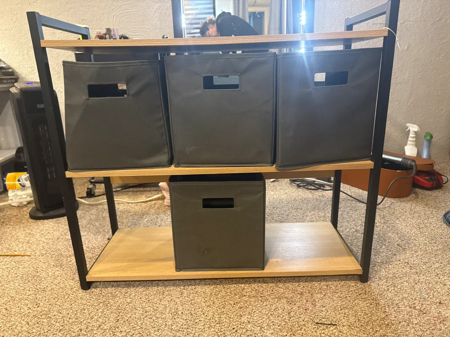 Shelf with Storage Bins