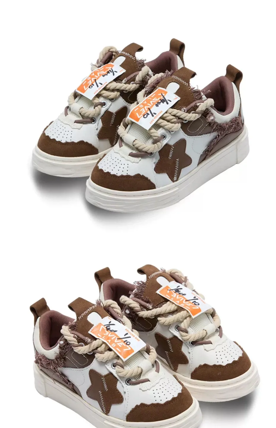 New Revive Lab Brown & White Sneakers Size 37