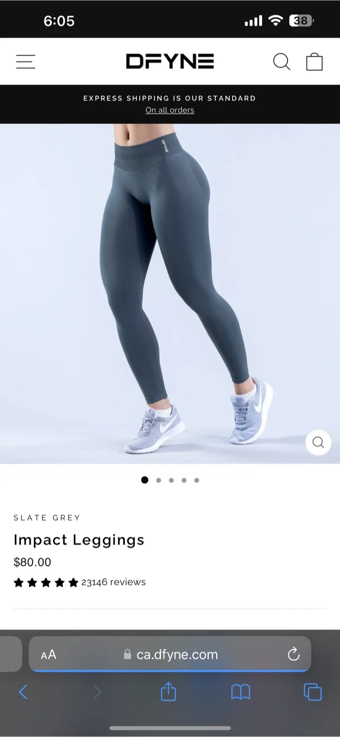 DFYNE Impact Leggings - Slate Grey, Size M