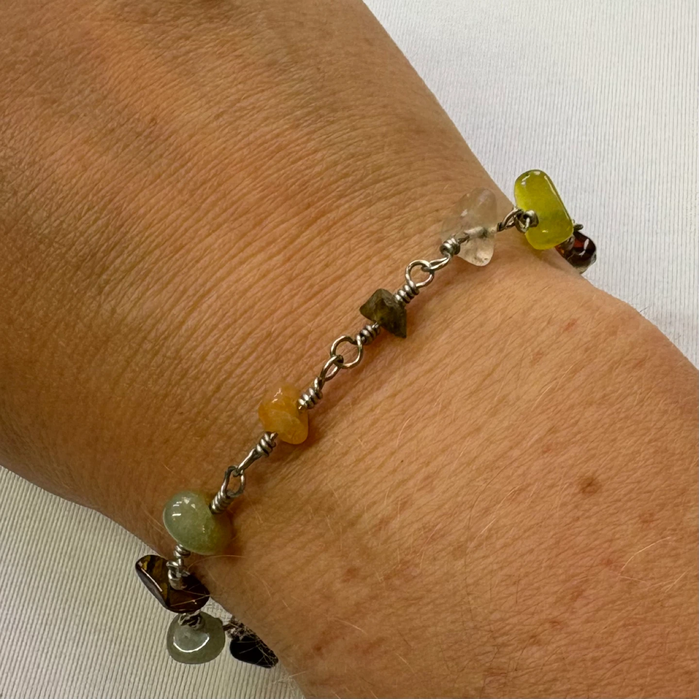 Handmade Wire Bracelet with Multicolor Semi Precious Stone Chips - photo 3