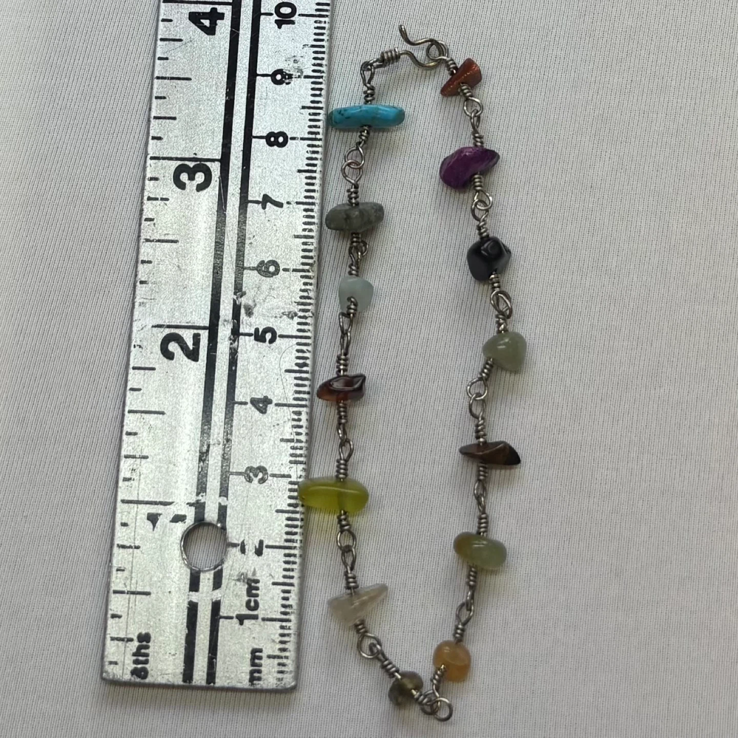 Handmade Wire Bracelet with Multicolor Semi Precious Stone Chips - photo 5