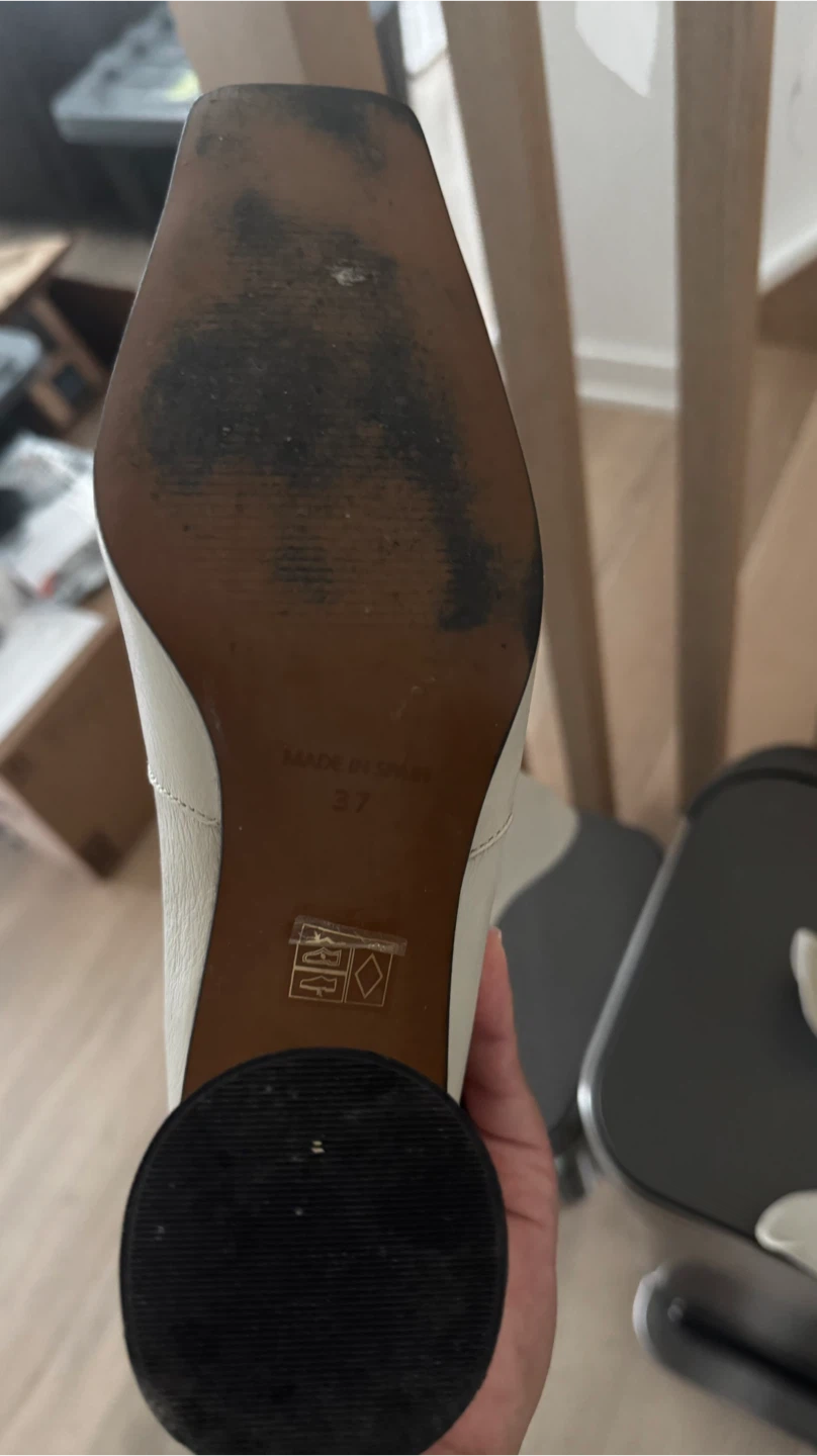 White Leather Boots Size 37 - photo 3