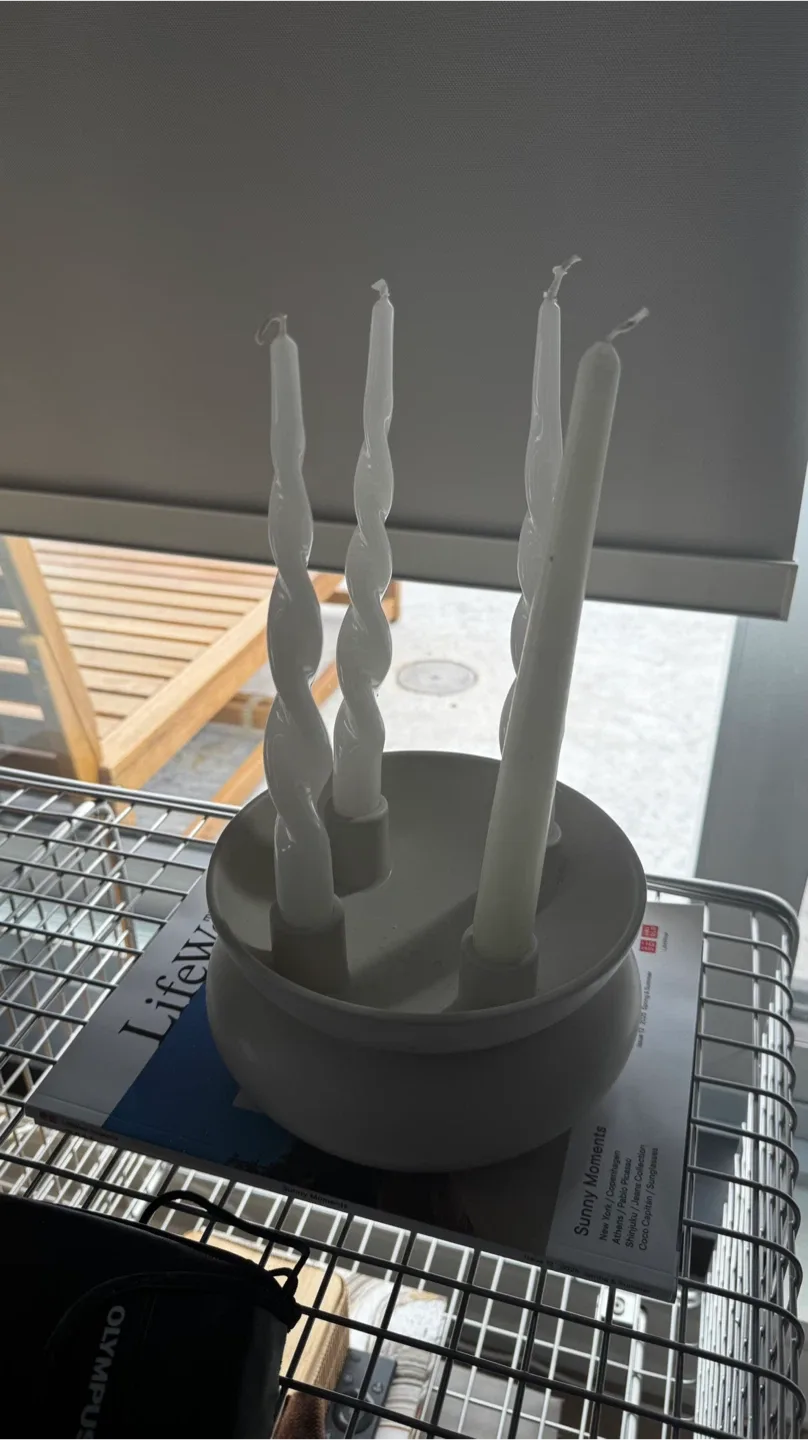 White Candle Holder - candles not incliddd