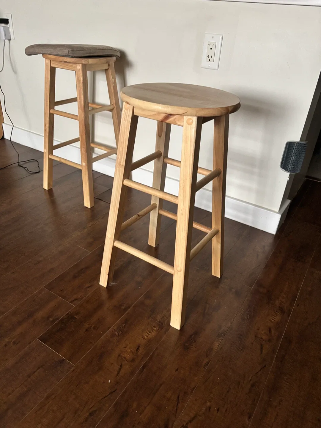 Wooden Bar Stools - Set of 2