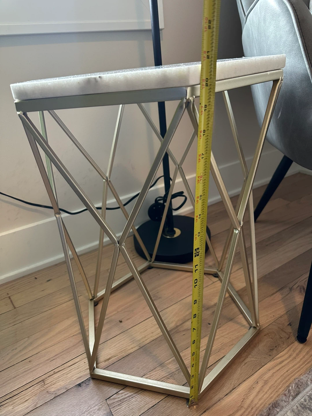 Marble Top Side Table with Gold Metal Frame - photo 5
