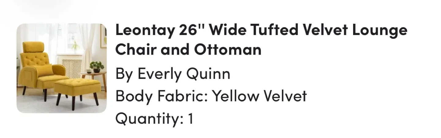 Everly Quinn Yellow Velvet Lounge Chair & Ottoman