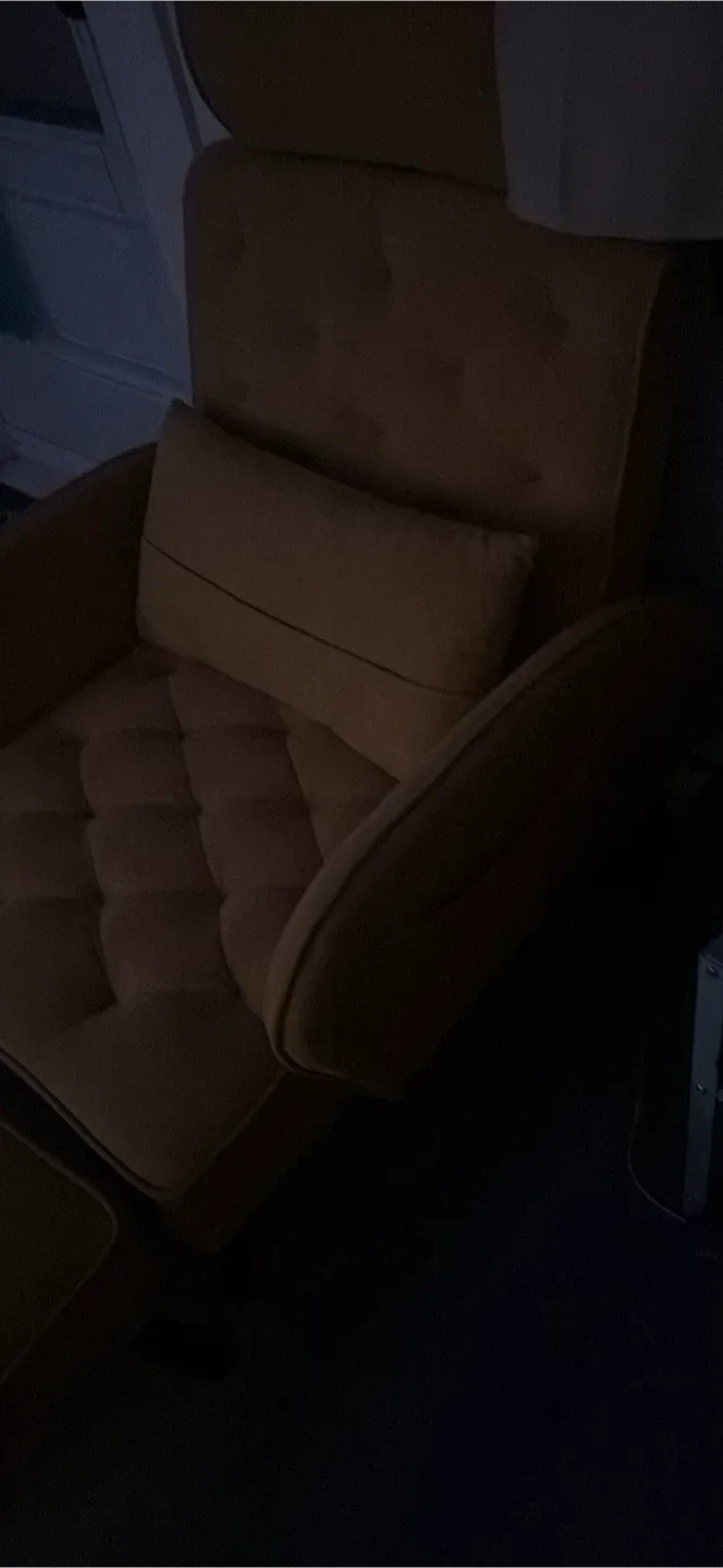 Everly Quinn Yellow Velvet Lounge Chair & Ottoman