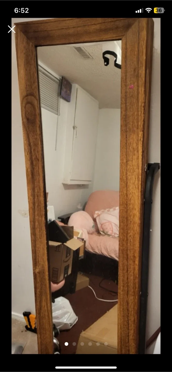 Wooden mirror with lock