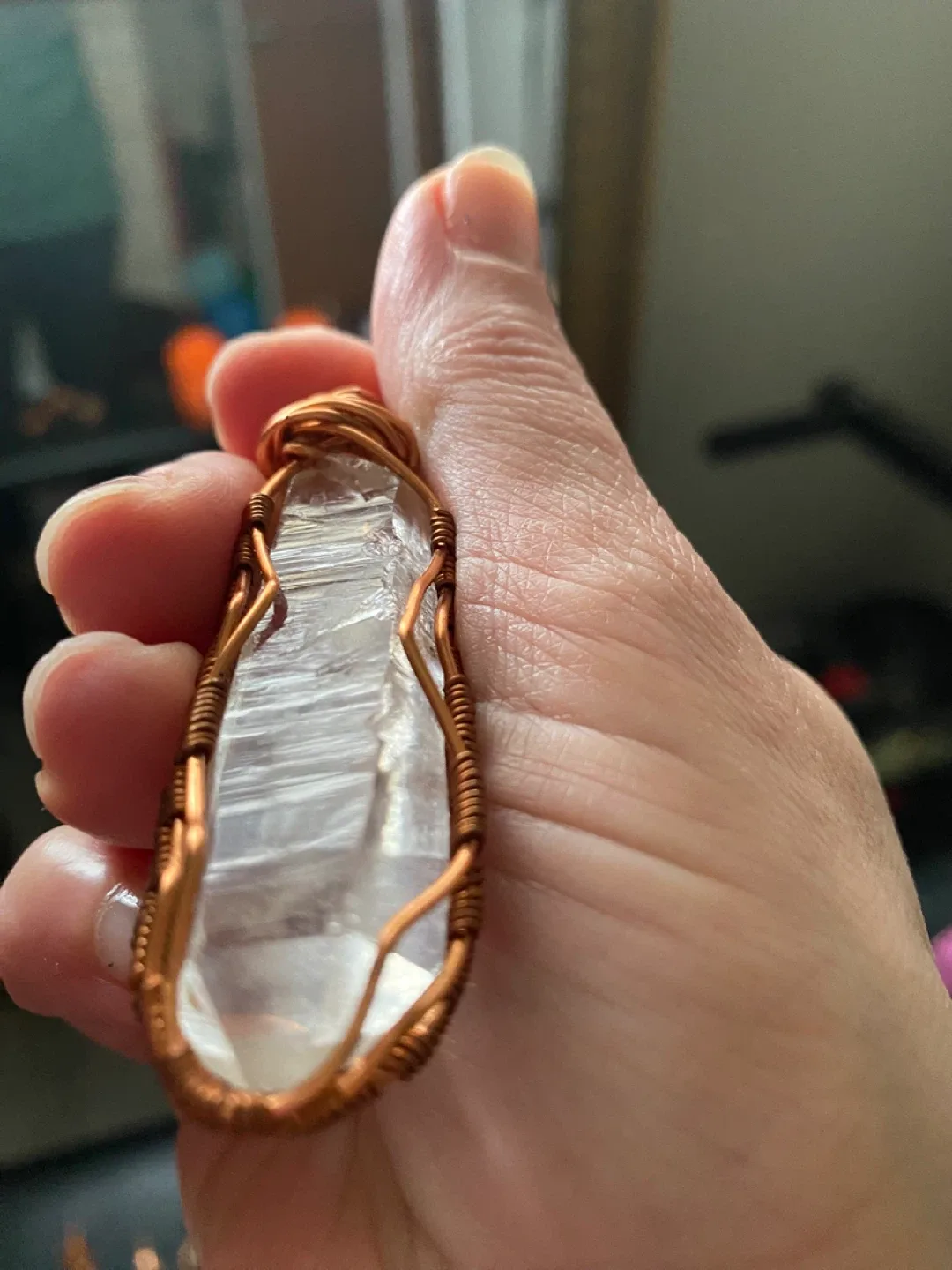 Lemurian Crystal Pendant with Copper Wire Wrap image indicator(2)