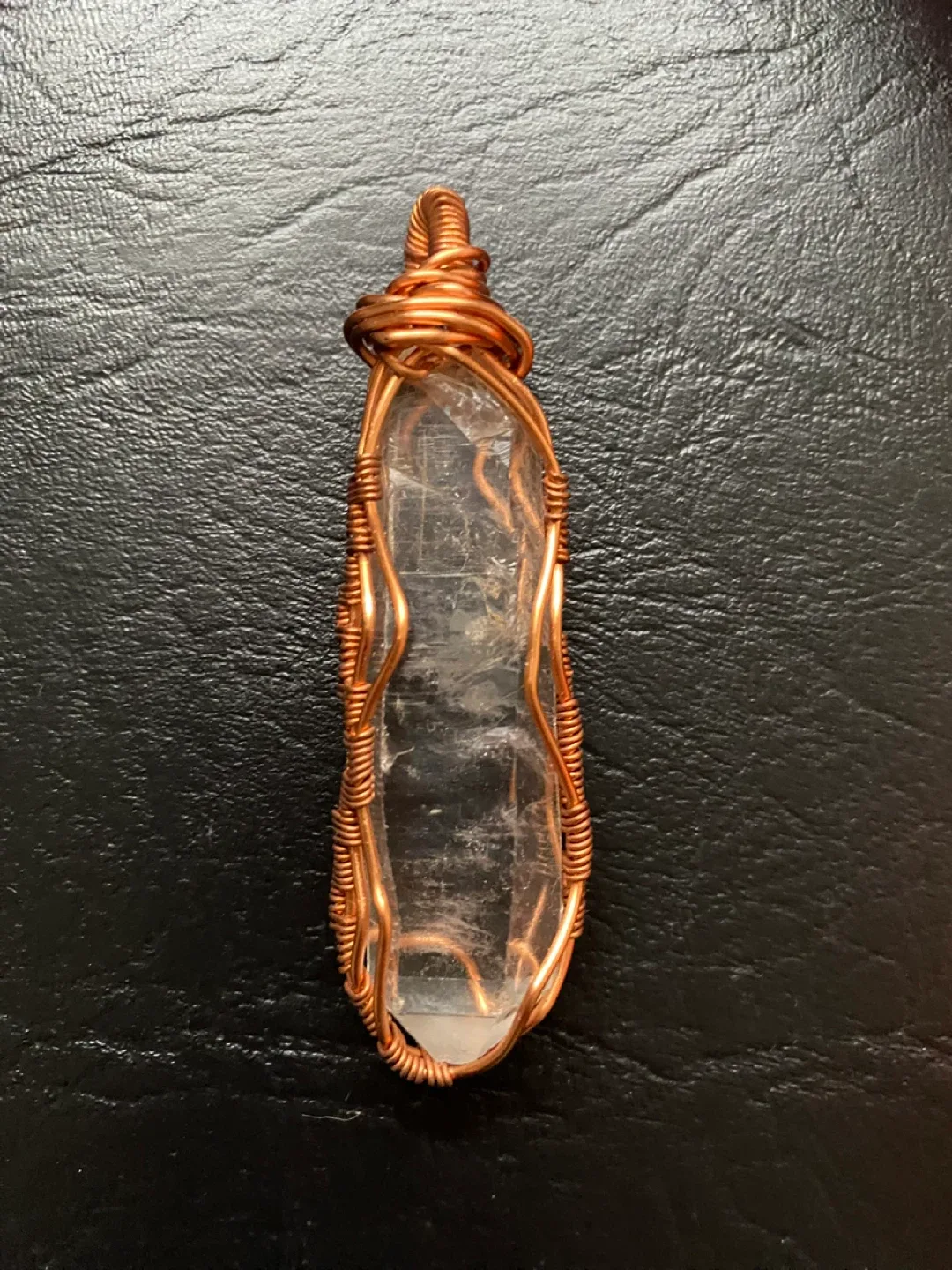 Lemurian Crystal Pendant with Copper Wire Wrap