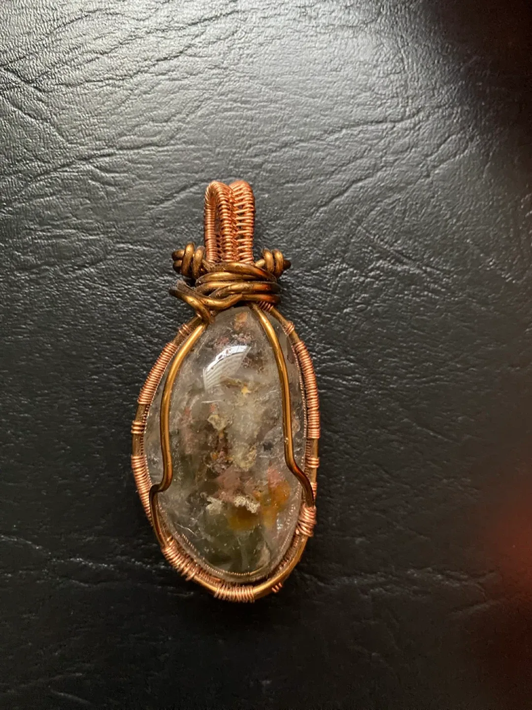 Lodolite  Handmade Copper Wire Wrapped Quartz Pendant