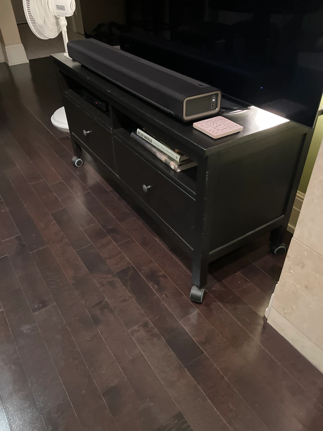 Espresso TV Stand with Drawers and Wheels - photo 3
