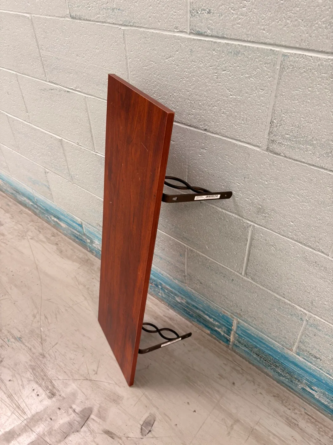 Wooden Wall Shelf with Brackets - Brown
