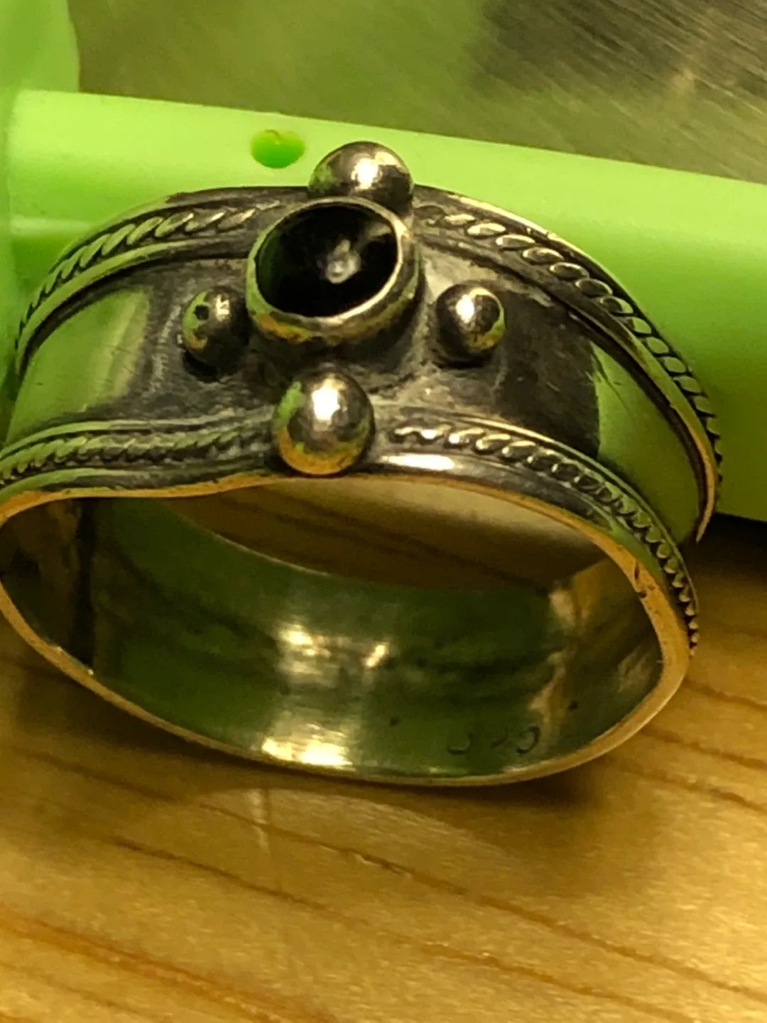 925 stamped ring with black onyx stone