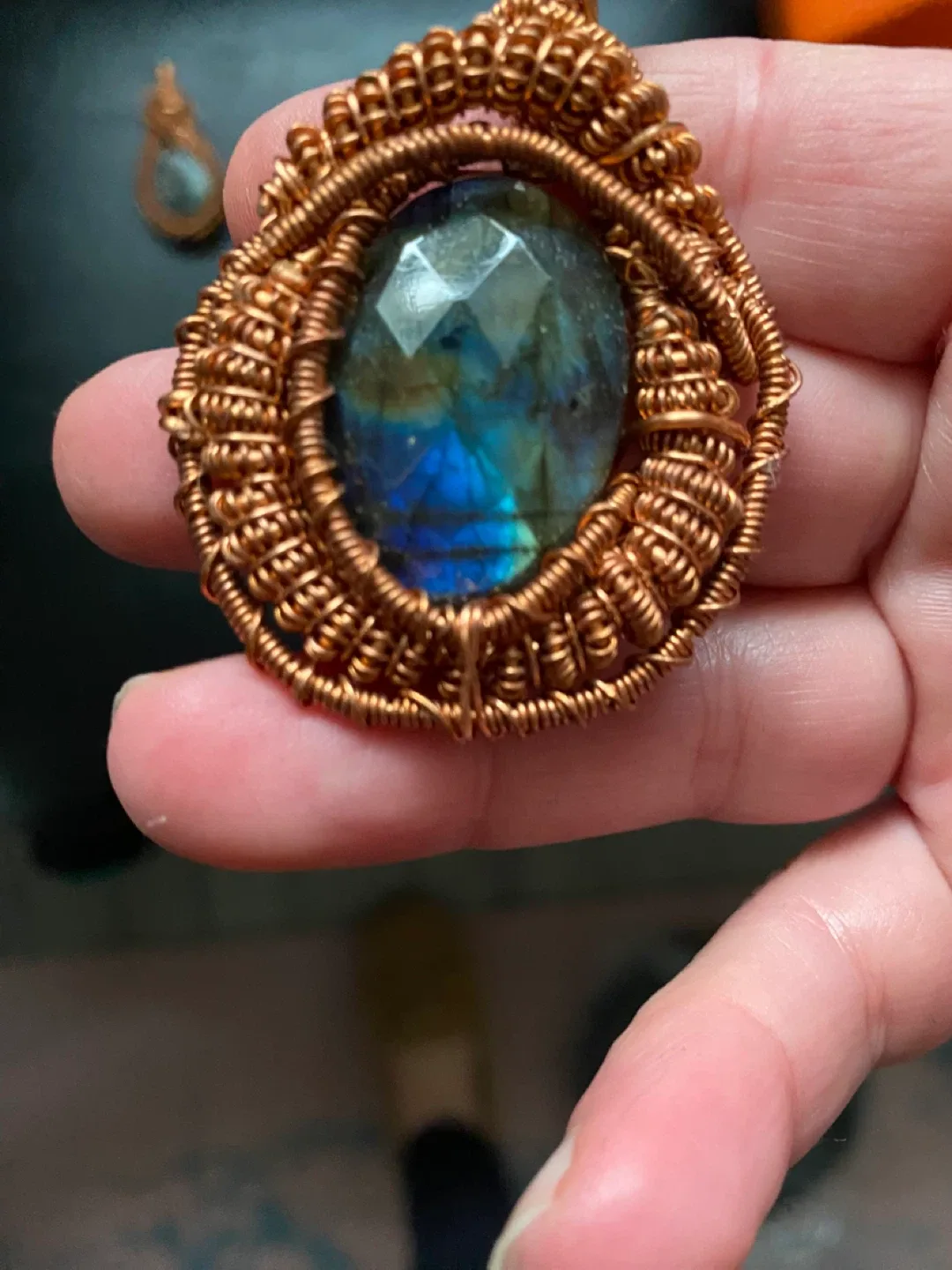 Handmade Labradorite Wire Wrapped Pendant