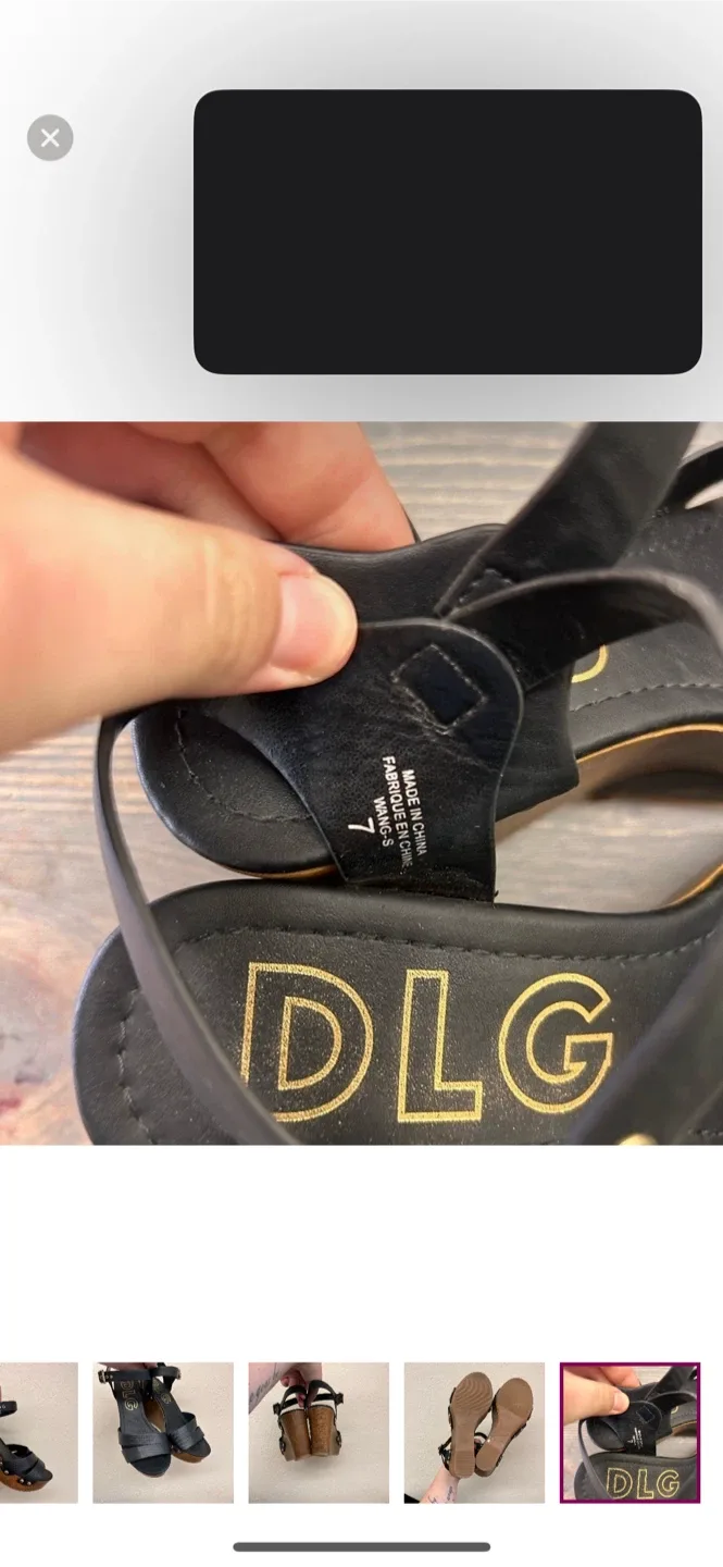 DLG Black Wedge Sandals - Size 7 image indicator(5)