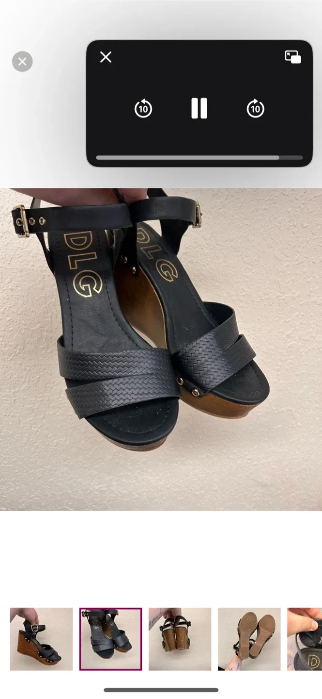 DLG Black Wedge Sandals - Size 7 image indicator(2)
