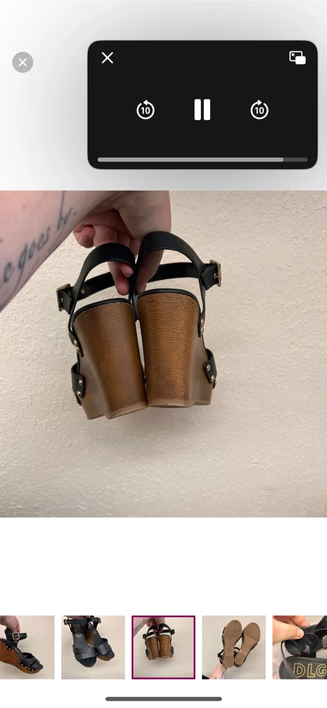 DLG Black Wedge Sandals - Size 7 image indicator(3)