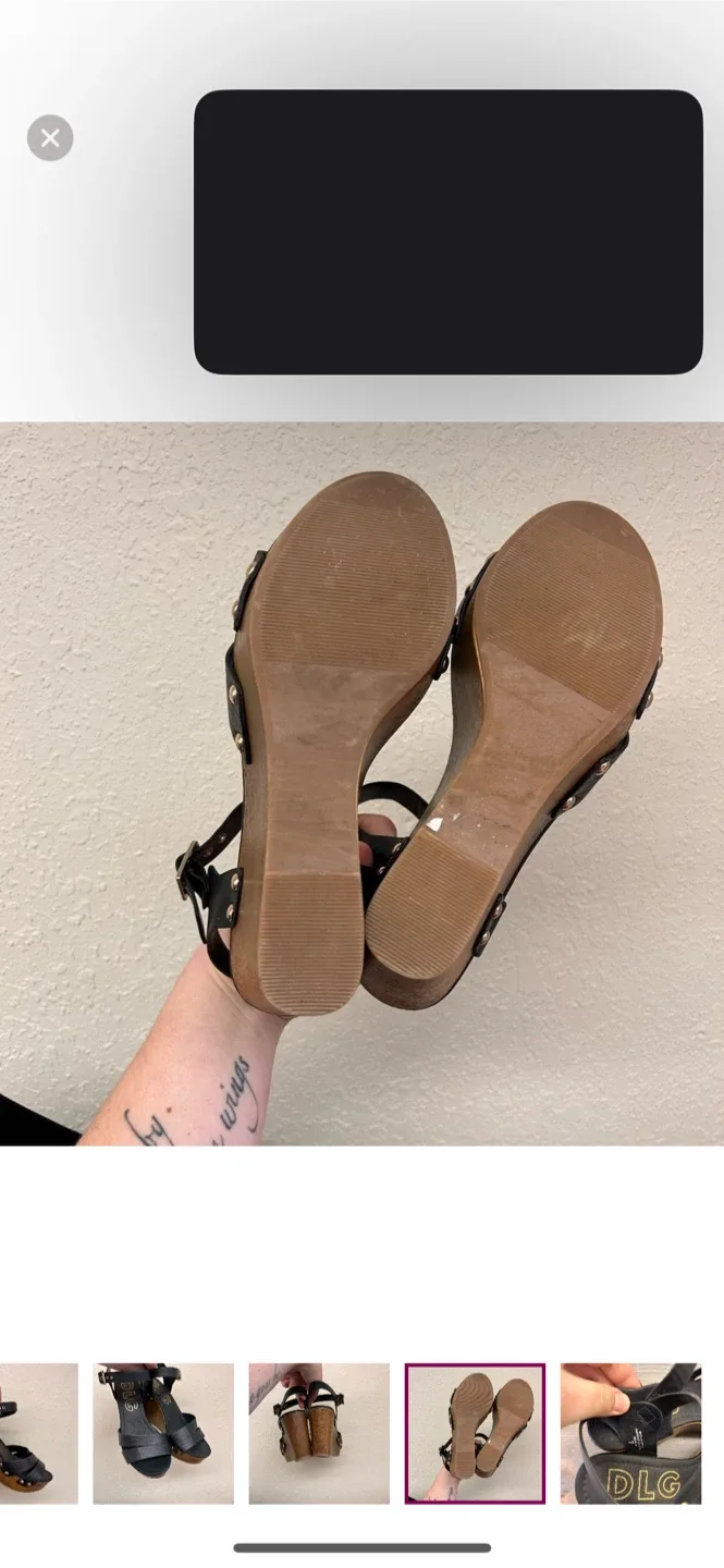 DLG Black Wedge Sandals - Size 7 image indicator(4)