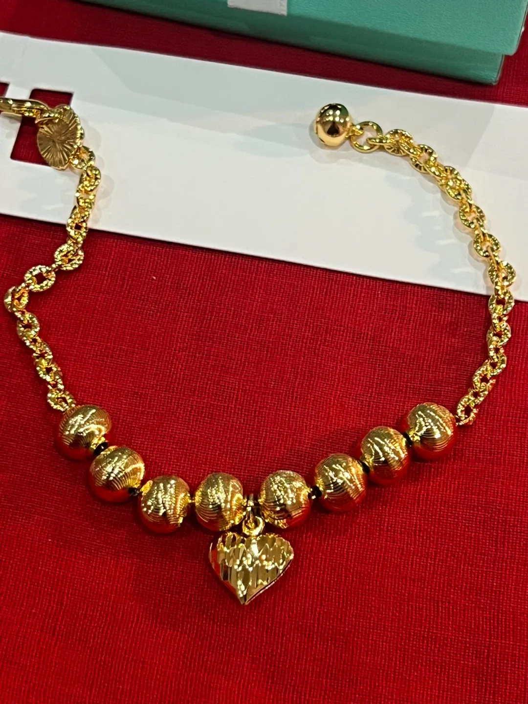 Gold Heart Charm Bracelet