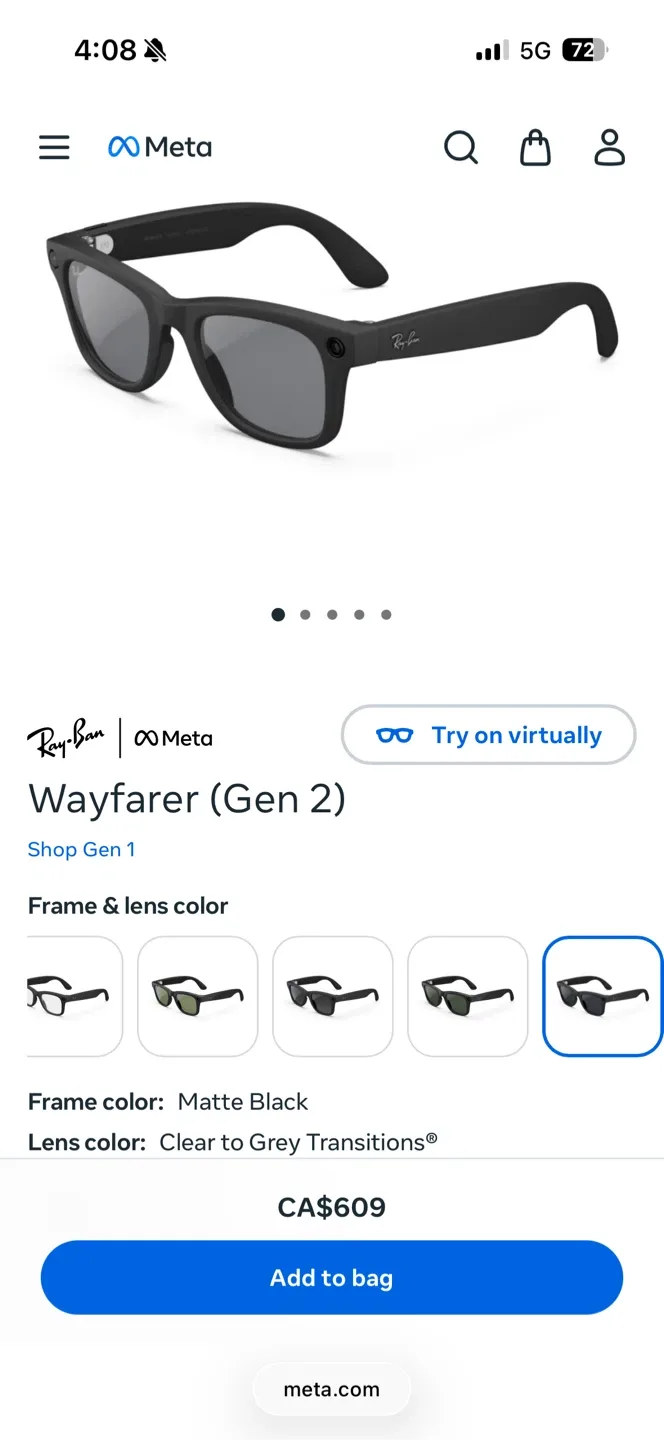 Ray-Ban Meta Wayfarer (Gen 2) Matte Black image indicator(4)