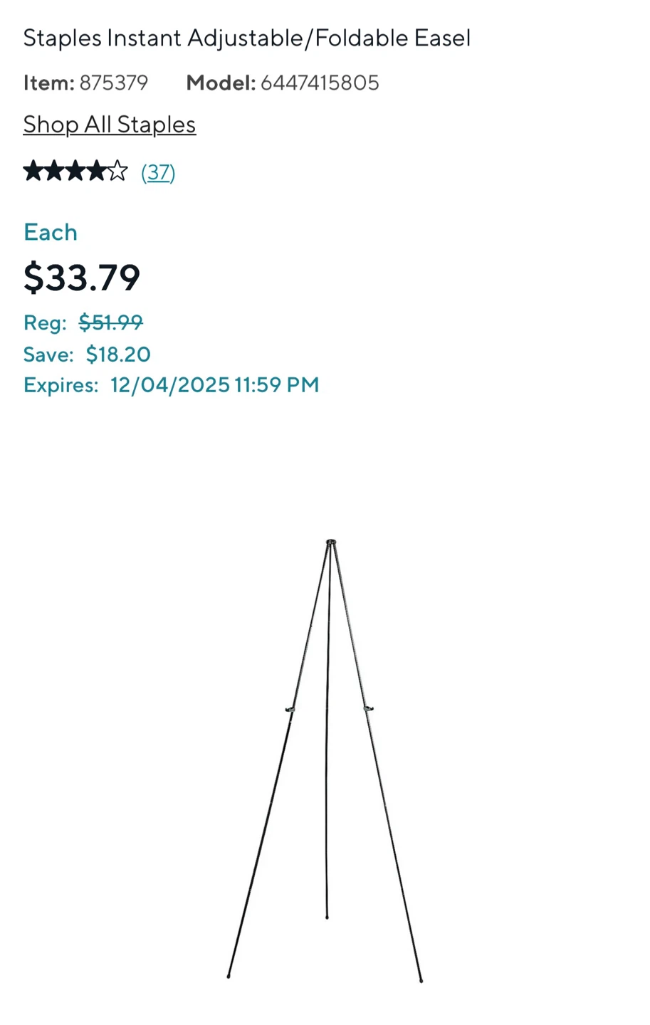 Staples Adjustable/Foldable Easel - photo 4