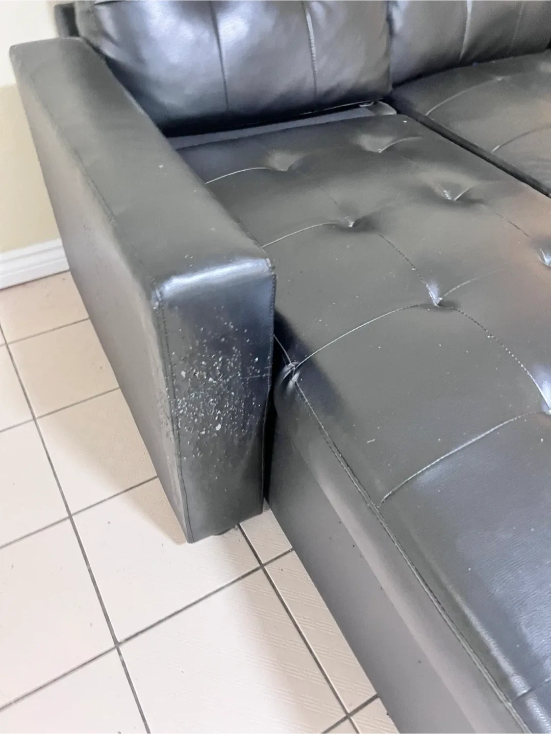 Black Faux Leather Sectional Sofa with Storage image indicator(5)