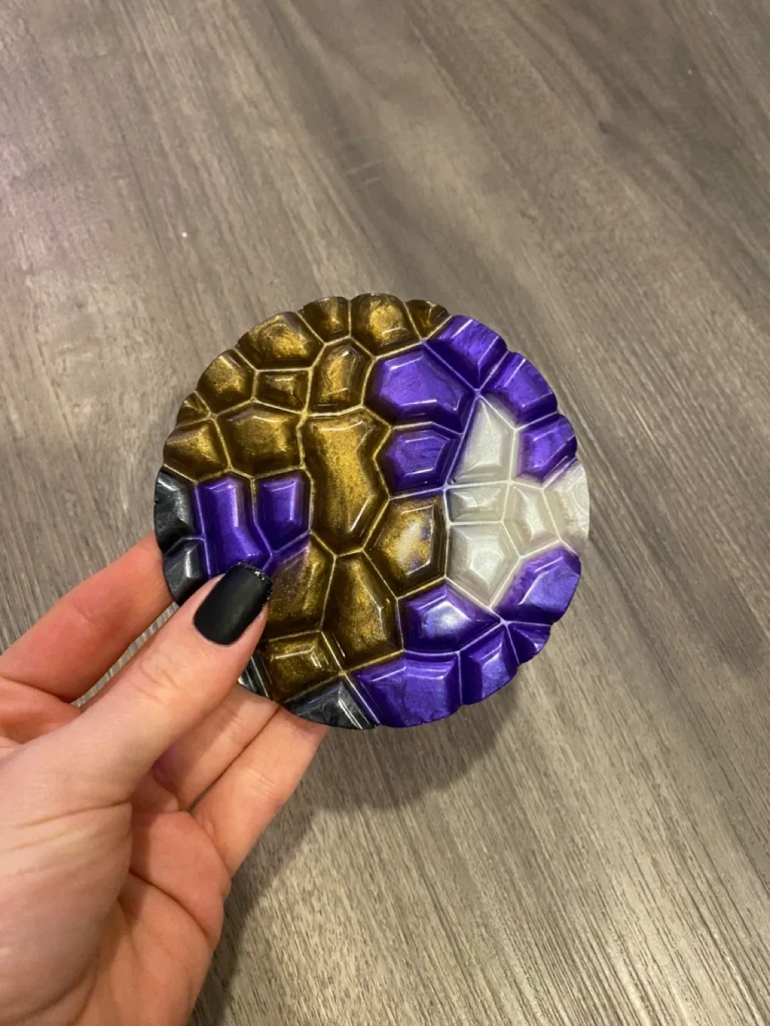 Handmade Resin Coaster - Purple, Gold, White