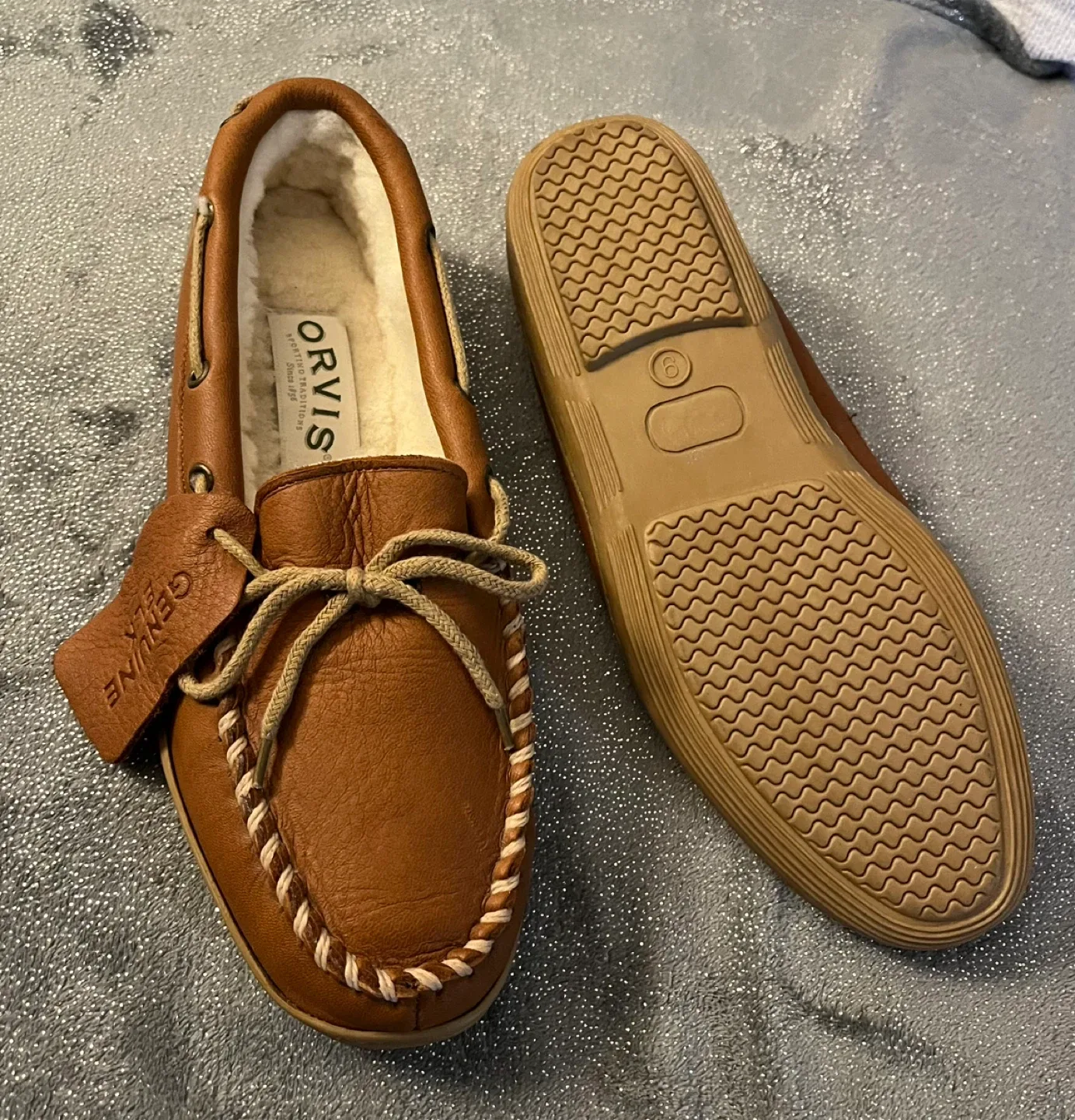 Orvis Leather Moccasin Slippers Women Size 9 image indicator(4)