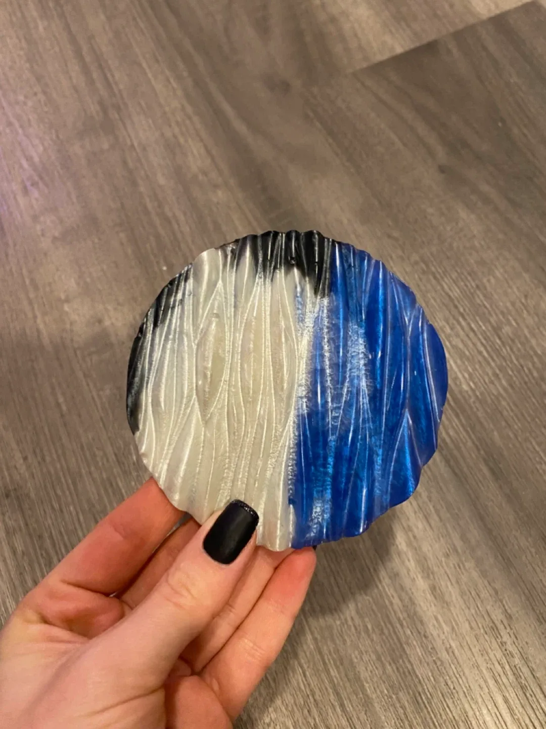 Handmade Resin Coaster - Blue, Black, and White