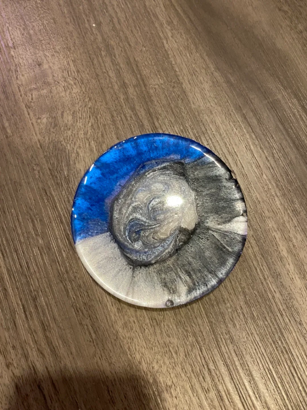 Handmade Resin Coaster - Blue, Black, and White image indicator(2)